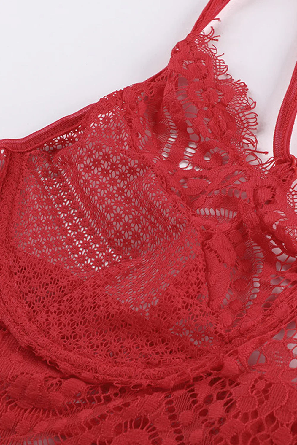 Spaghetti Strap Eyelash Lace Bra Set - Image 13