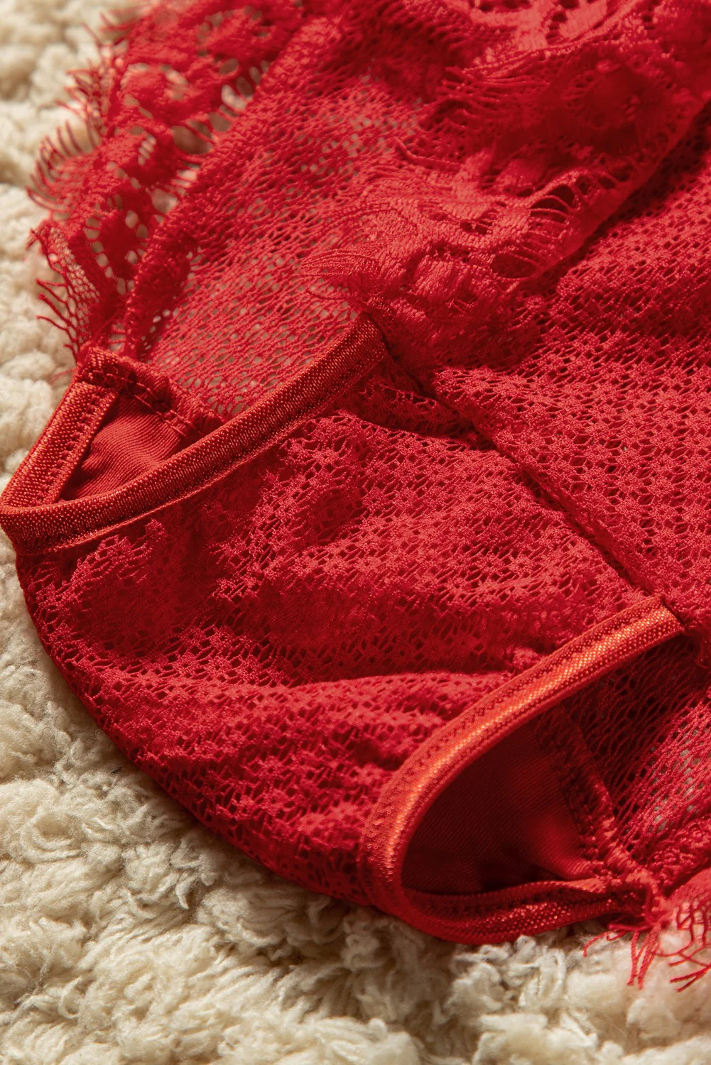 Spaghetti Strap Eyelash Lace Bra Set - Image 20