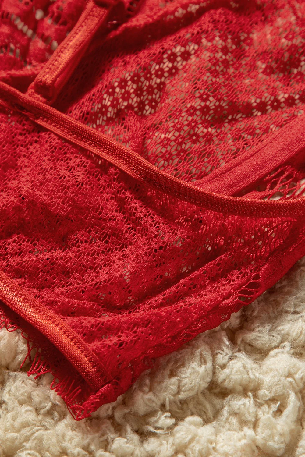 Spaghetti Strap Eyelash Lace Bra Set - Image 21