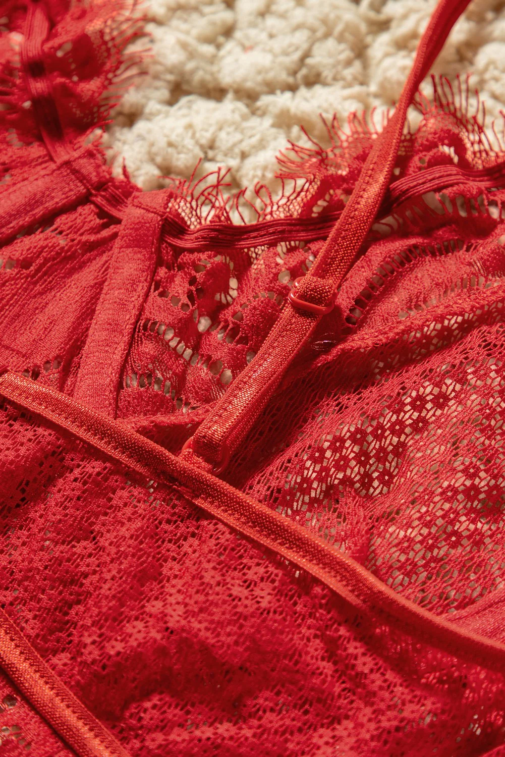 Spaghetti Strap Eyelash Lace Bra Set - Image 22