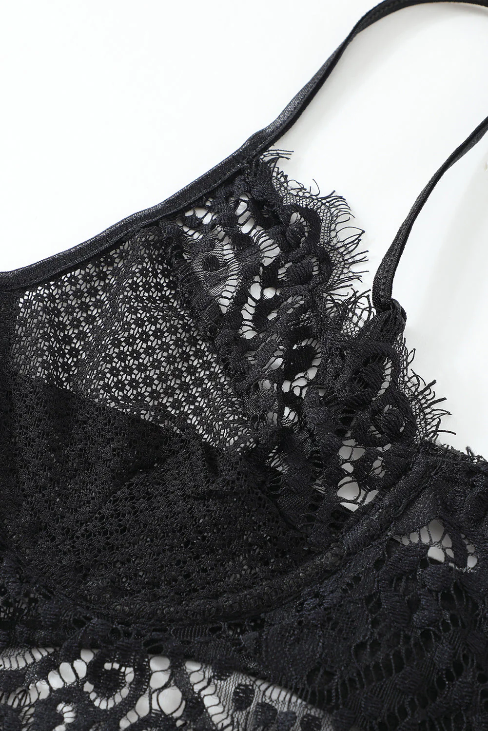 Spaghetti Strap Eyelash Lace Bra Set - Image 45