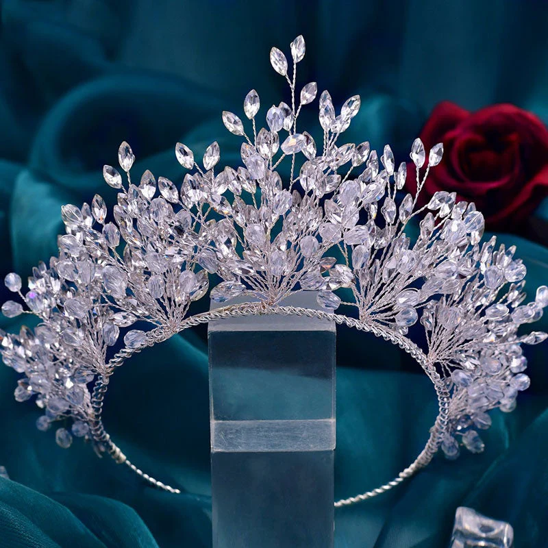 Sparkling Branch Effect Crystal Embellished Bridal Headband - Silver - Image 2