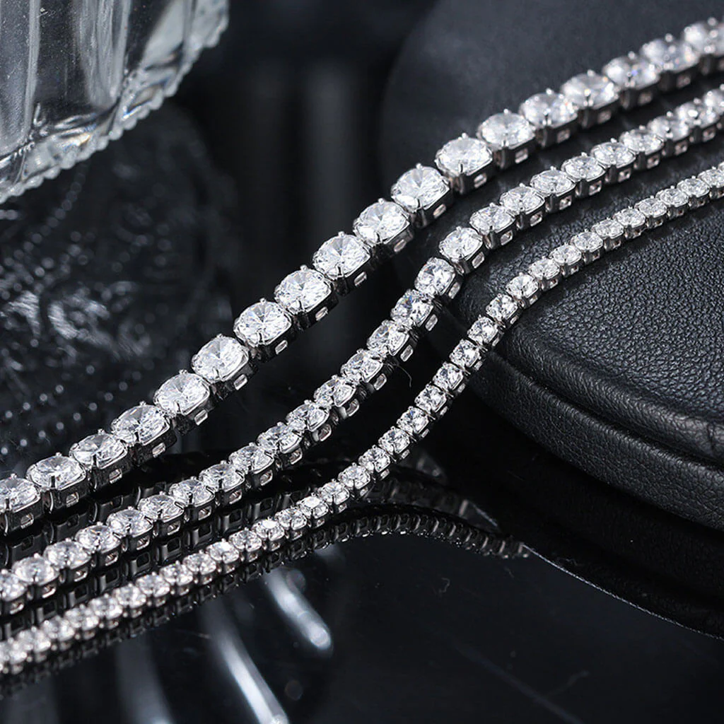 Sparkling Prong Set Cubic Zirconia Sterling Silver Polished Tennis Bracelet - Image 3