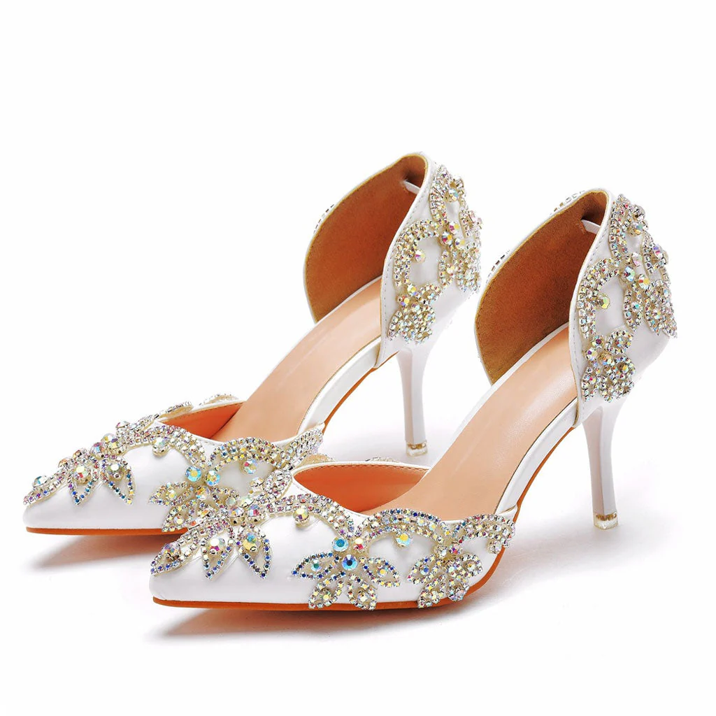 Sparkly Rhinestone Embellished Pointed Toe Stiletto Pumps - Multicolor - Image 2