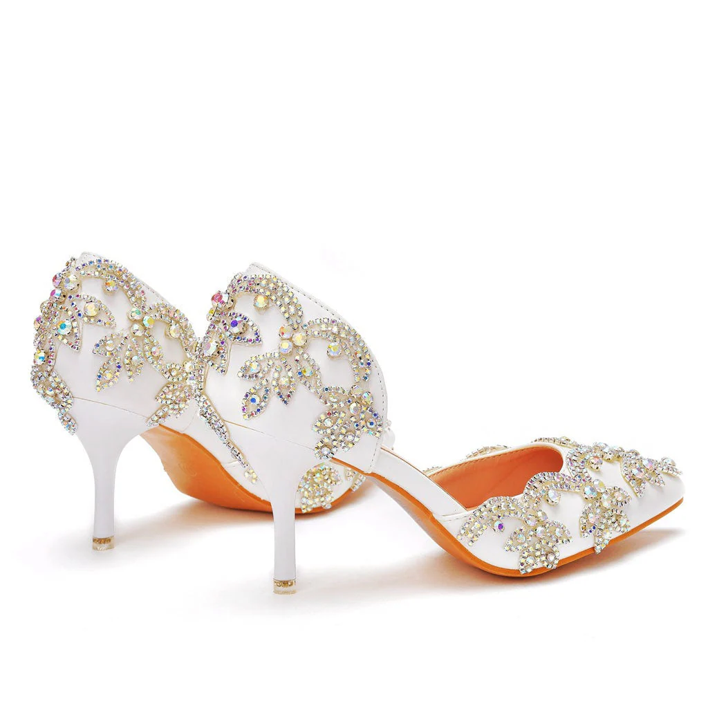 Sparkly Rhinestone Embellished Pointed Toe Stiletto Pumps - Multicolor - Image 3