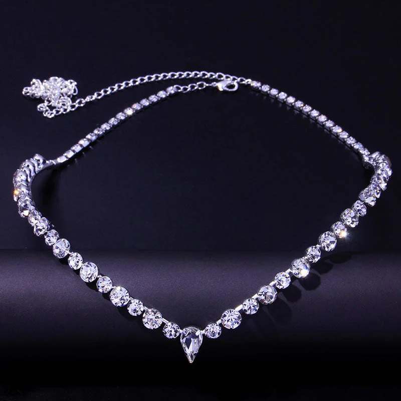 Sparkly Rhinestone Teardrop Embellished Halo Headband - Silver - Image 2