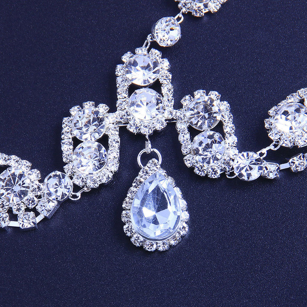 Sparkly Rhinestone Teardrop Embellished Layered Head Chain - Silver - Image 3