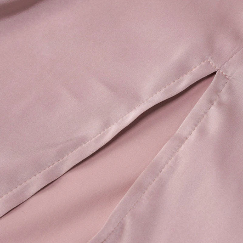 Sparkly Rhinestone Trim Cowl Neck High Split Backless Maxi Dress - Pink - Image 4