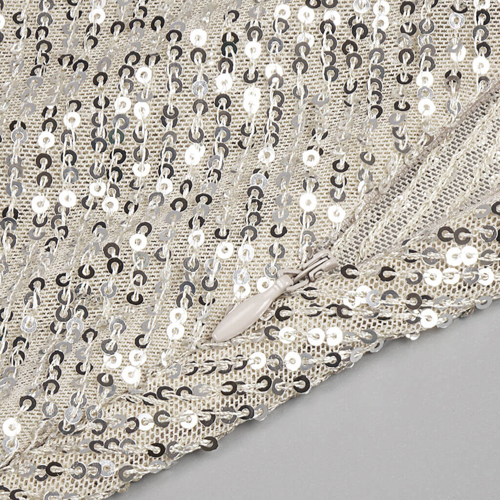Sparkly Sequin One Shoulder CutOut Draped High Slit Maxi Evening Dress - Image 6