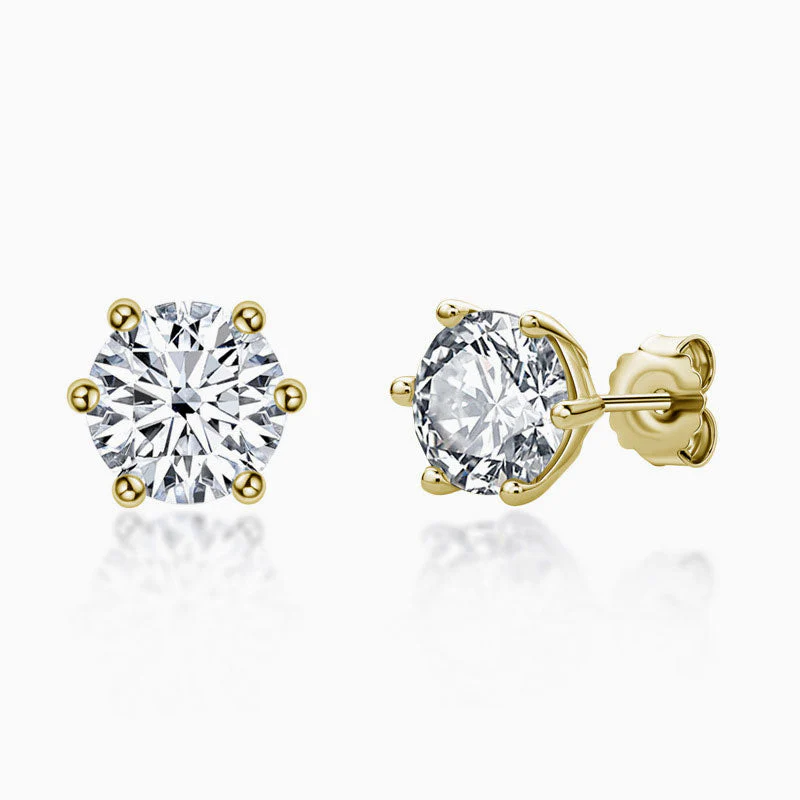 Sparkly Sterling Silver Six Prong Basket Set Moissanite Solitaire Stud Earrings - Image 2