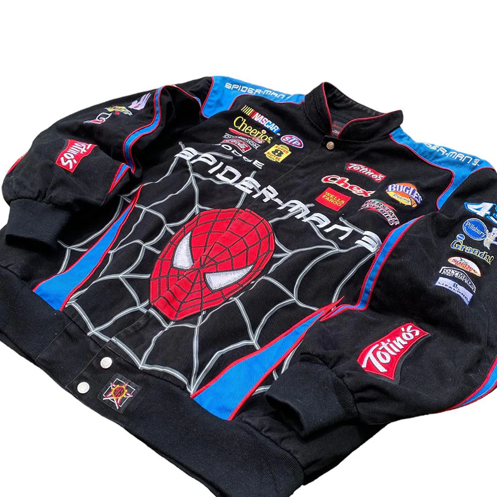 Spider Print Casual Long Sleeve Biker Jacket - Image 4