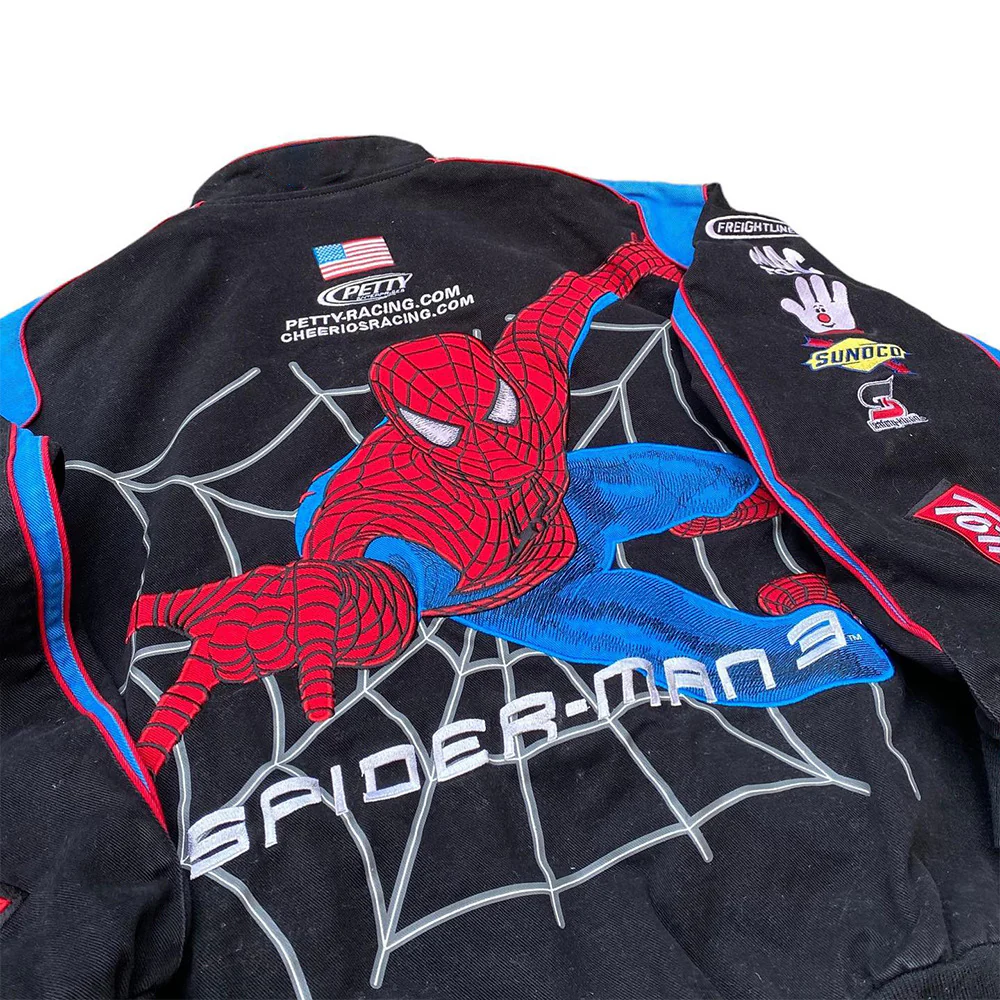 Spider Print Casual Long Sleeve Biker Jacket - Image 5
