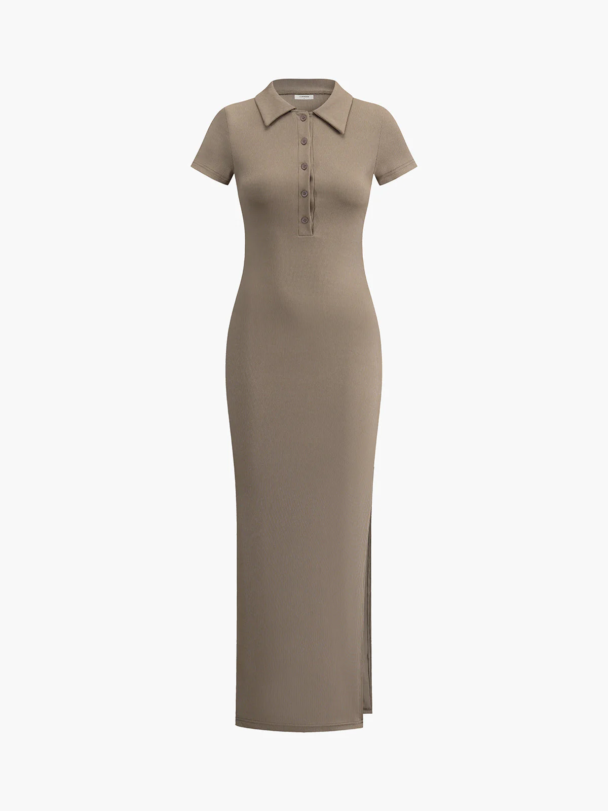 Split Ribbed Knit Long Dress - Image 4