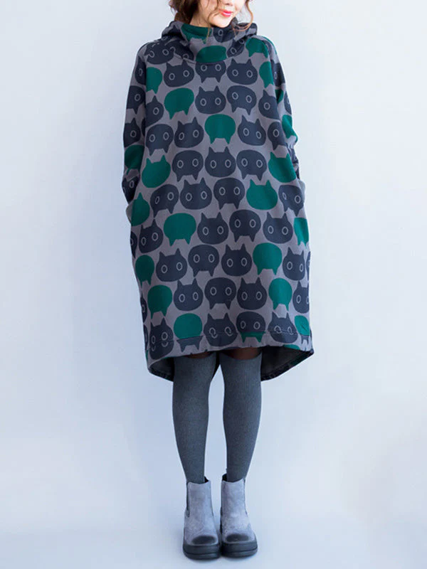 Starring Cat Nods Hooded Cotton Dress - Image 5
