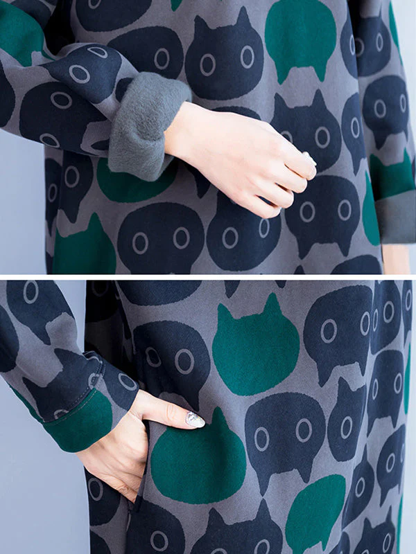 Starring Cat Nods Hooded Cotton Dress - Image 7