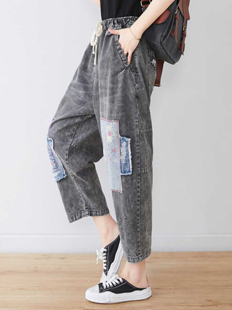 Starry Eyes Denim Baggy Cropped Pant - Image 6