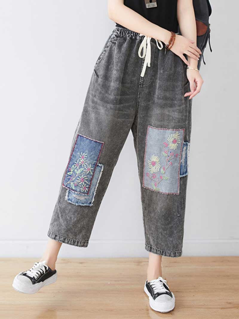 Starry Eyes Denim Baggy Cropped Pant - Image 7