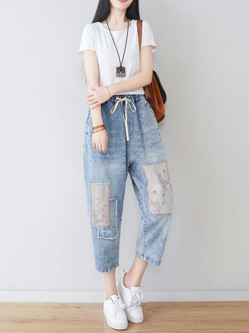 Starry Eyes Denim Baggy Cropped Pant - Image 8