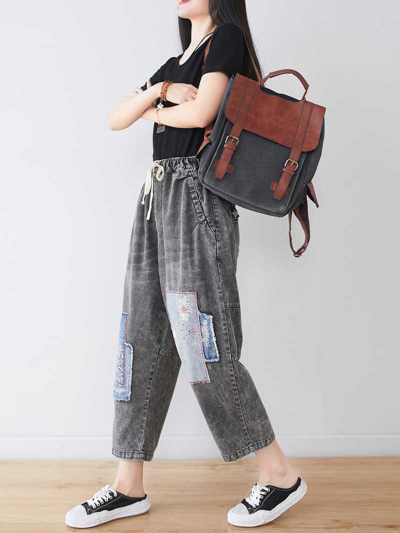 Starry Eyes Denim Baggy Cropped Pant - Image 9