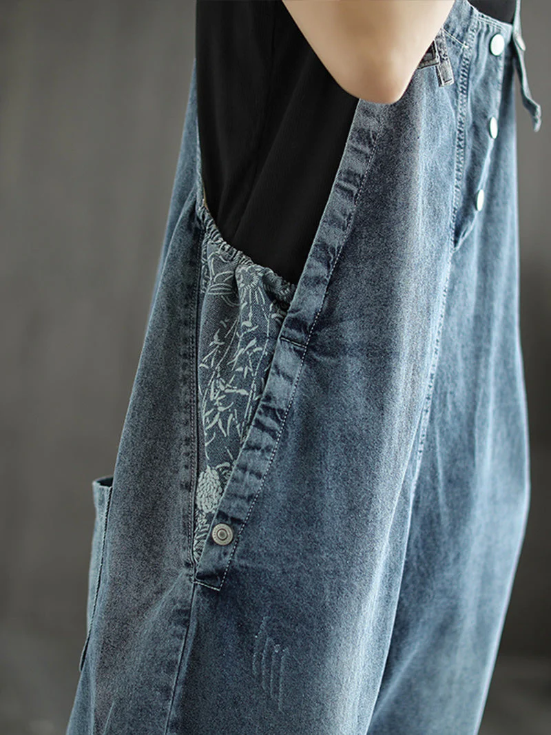 State of The Heart Denim Ripped Cropped Overall Dungarees - Image 4