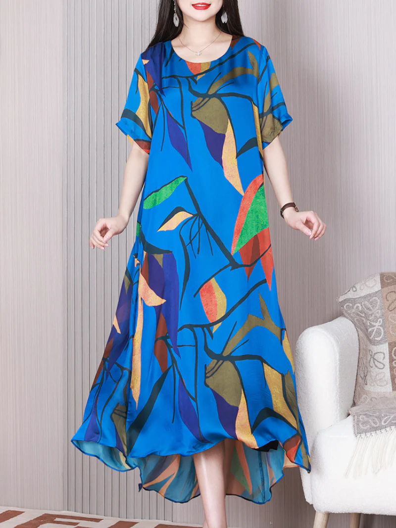 Stay Happy Round Neck A-line Dress - Image 3