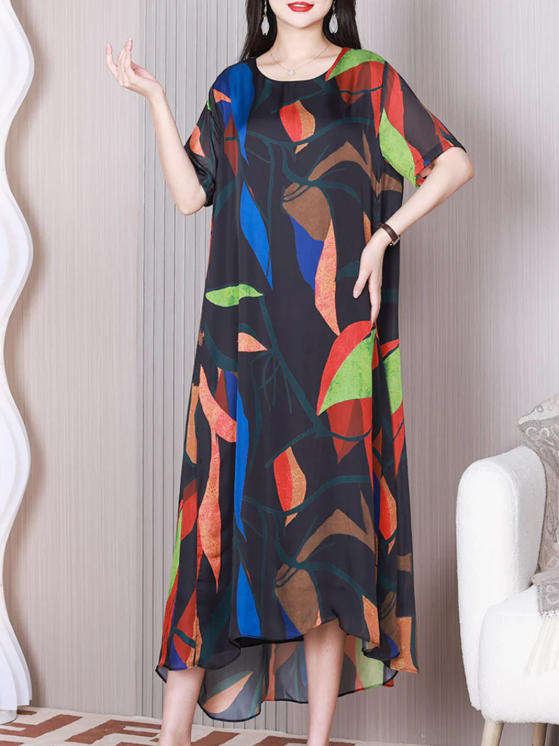Stay Happy Round Neck A-line Dress - Image 7