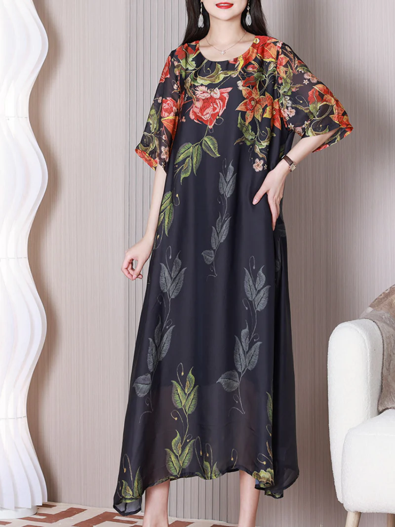 Stay Happy Round Neck A-line Dress - Image 3