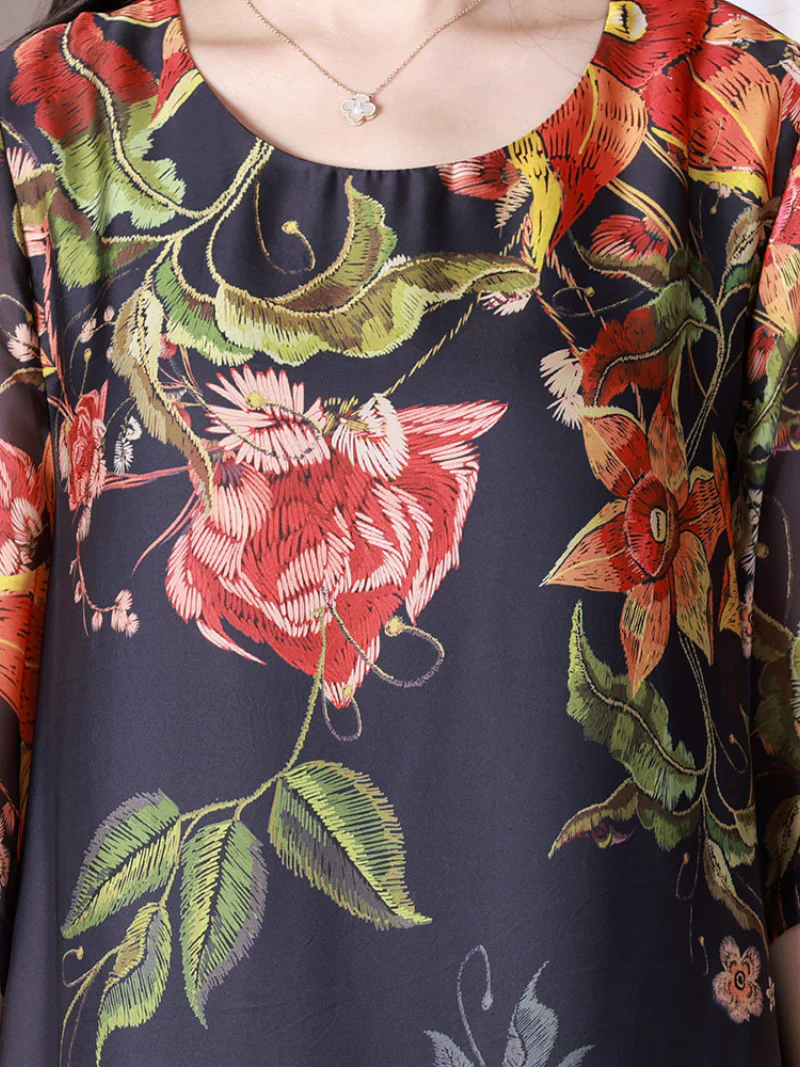 Stay Happy Round Neck A-line Dress - Image 4