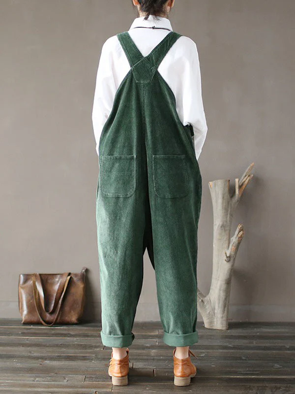 Strap Adjustable Corduroy Thick Overalls Dungarees - Image 6