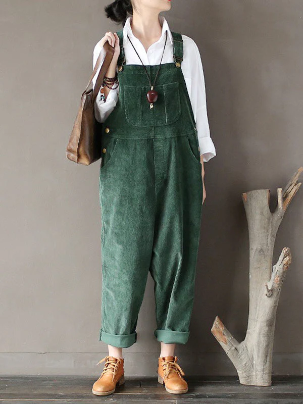 Strap Adjustable Corduroy Thick Overalls Dungarees - Image 7