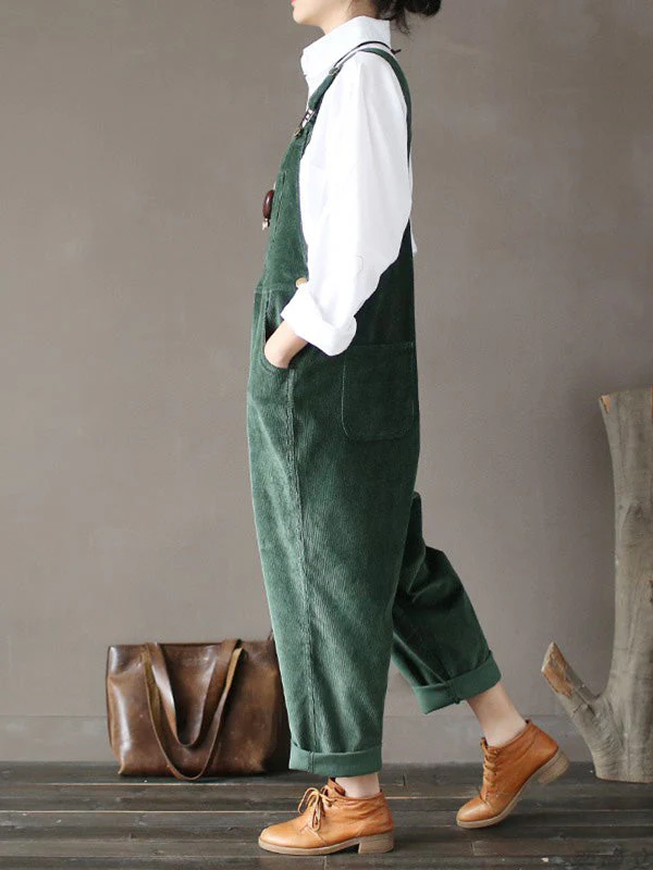Strap Adjustable Corduroy Thick Overalls Dungarees - Image 8