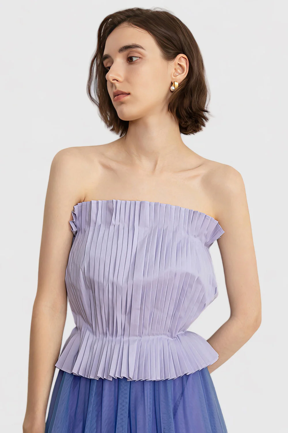Strapless Pleated Top - Purple - Image 2