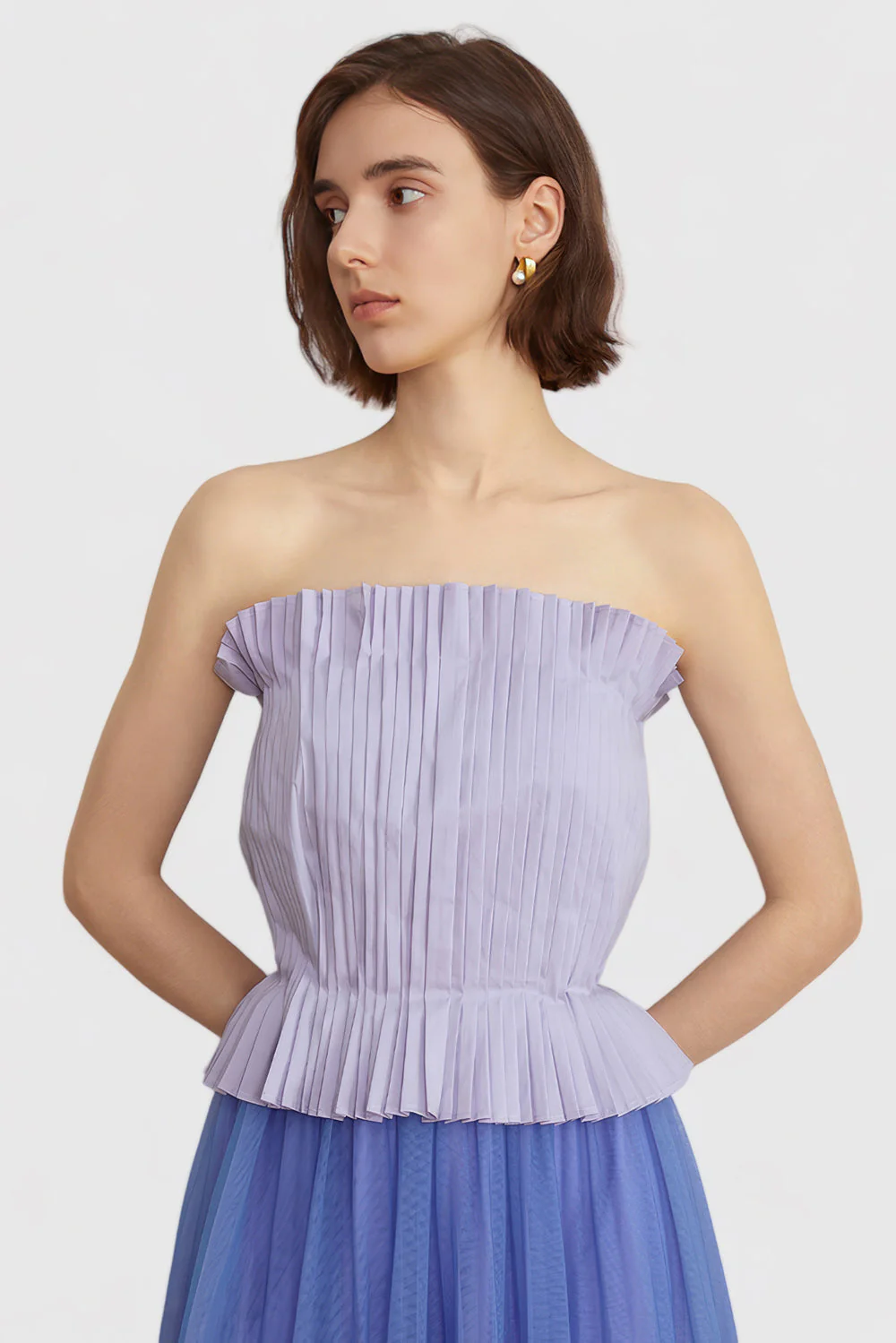 Strapless Pleated Top - Purple - Image 3