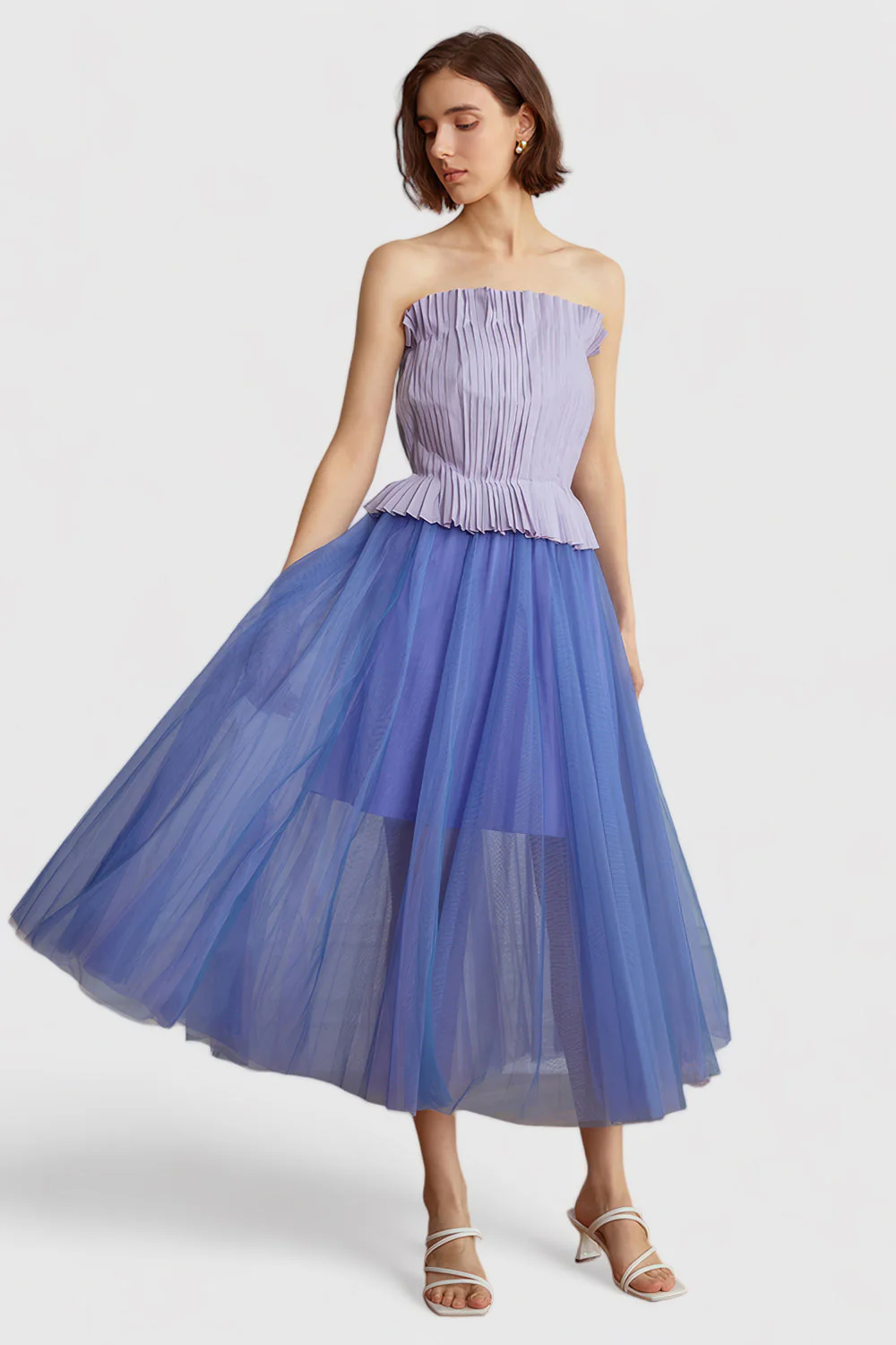Strapless Pleated Top - Purple - Image 4