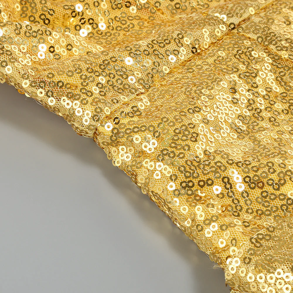 Yellow Strapless Sequin Mini Dress - Image 5