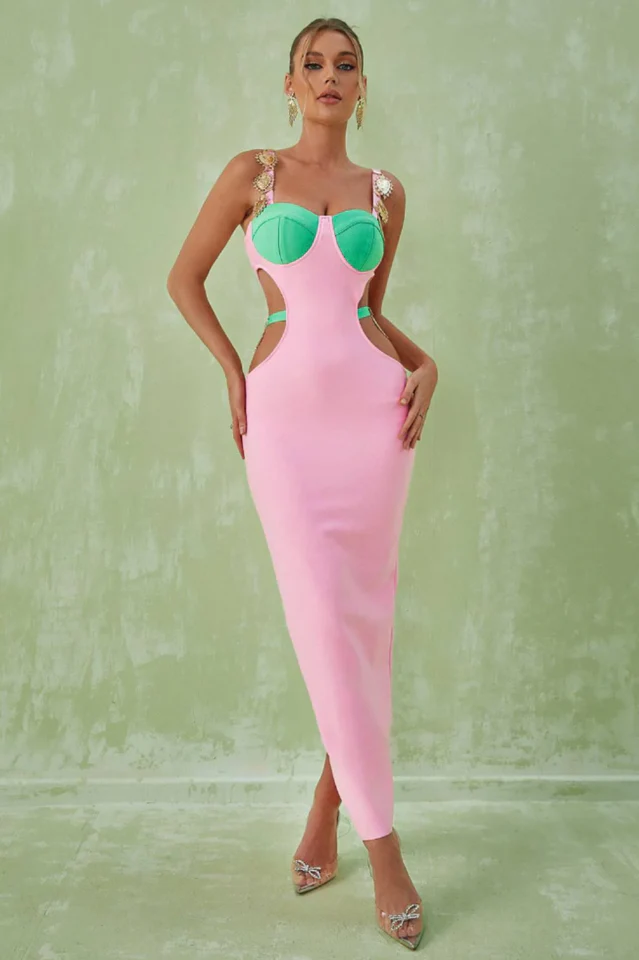 Strappy Metal Trim Cut Out Maxi Dress - Image 3