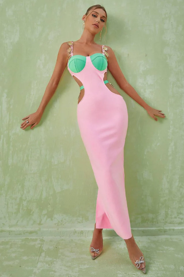 Strappy Metal Trim Cut Out Maxi Dress - Image 4