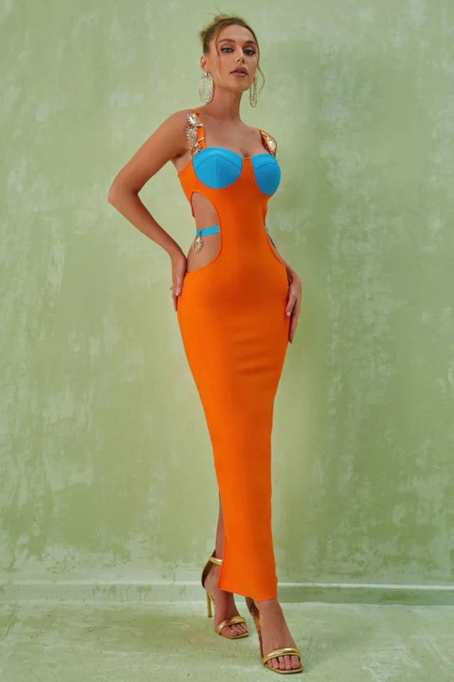 Strappy Metal Trim Cut Out Maxi Dress - Image 7