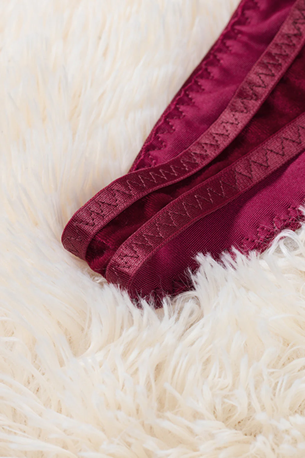 Strappy Velvet Patchwork Lace Bra And Panty Set - Image 30