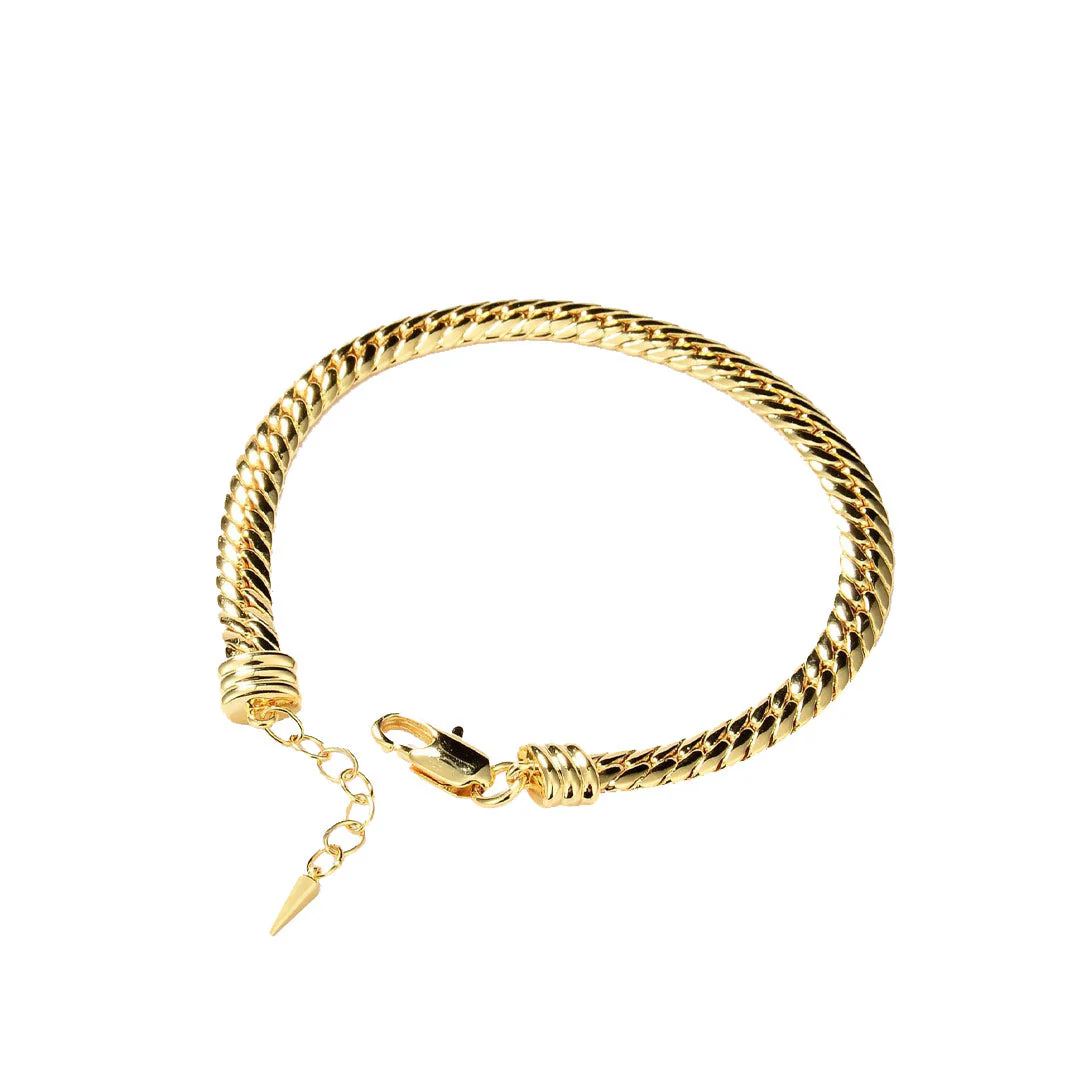 Street Style Gold Plated Chain Linked Embossed Bracelet - Gold - Image 2