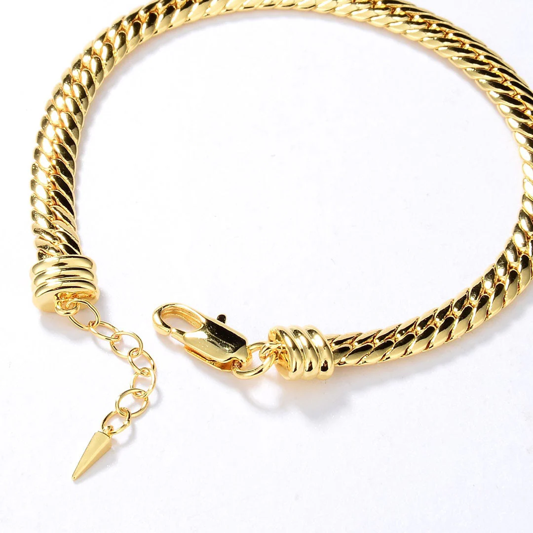 Street Style Gold Plated Chain Linked Embossed Bracelet - Gold - Image 3