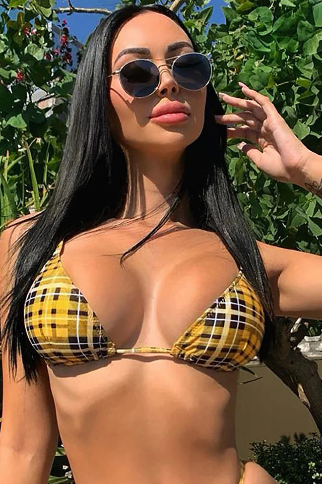 Stripe Print Push Up Brazilian Swimsuit - Image 3