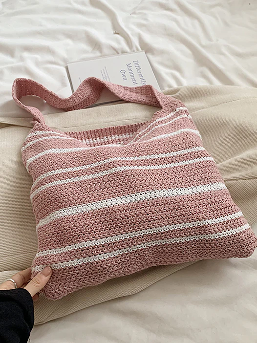 Striped Knit Shoulder Bag - Image 10