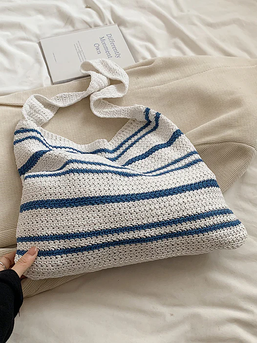 Striped Knit Shoulder Bag - Image 2