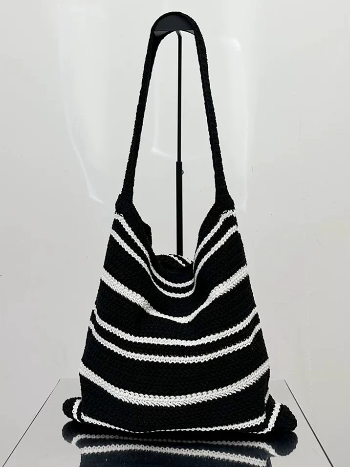 Striped Knit Shoulder Bag - Image 5