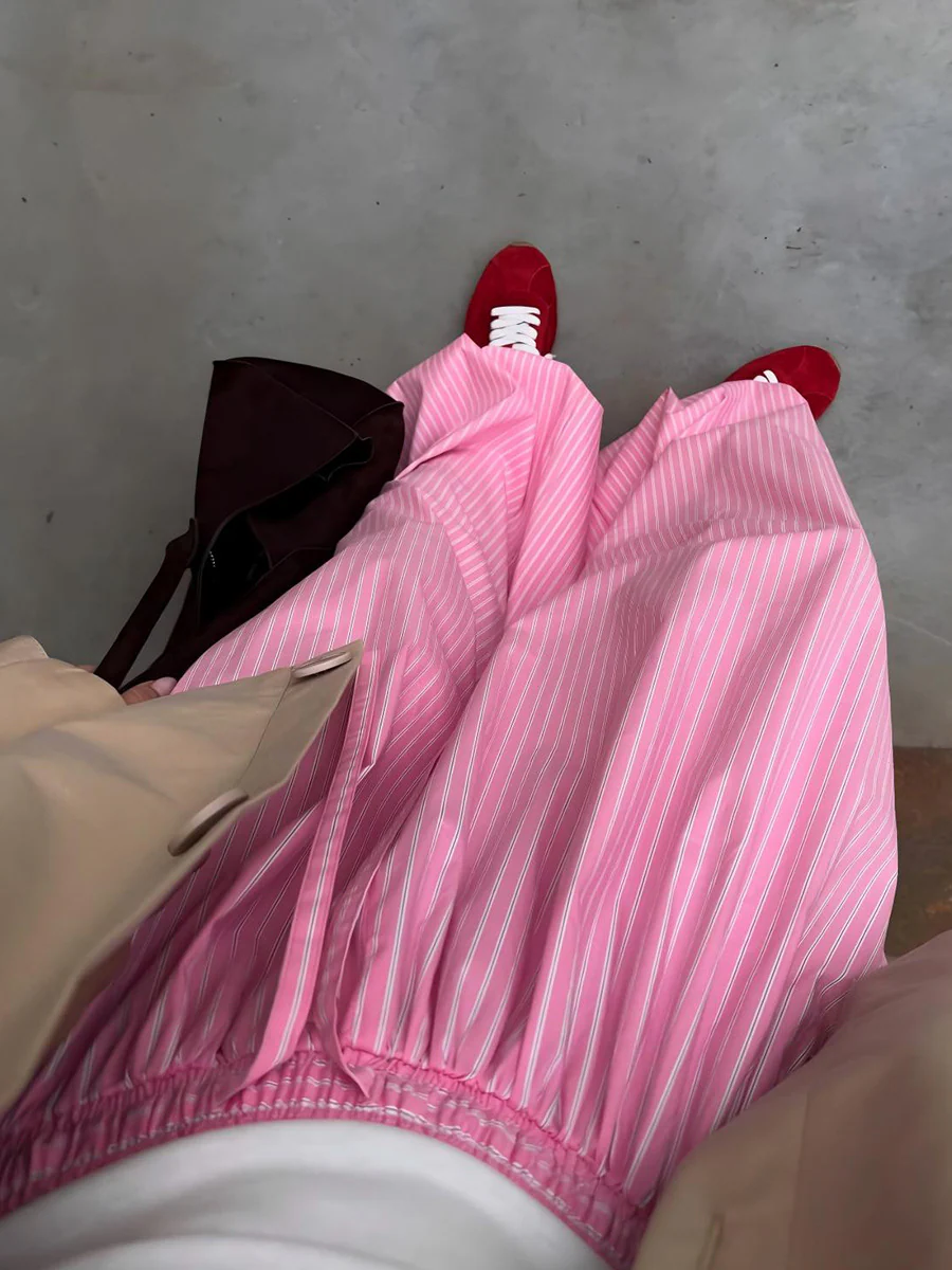 Striped Lantern Baggy Pants - Image 4