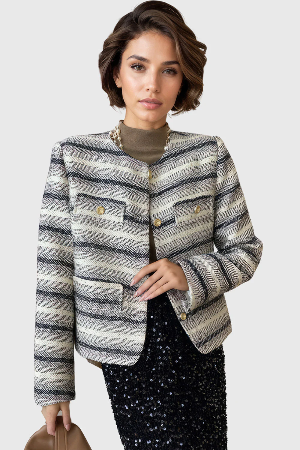 Striped Minimalist Jacket - Black - Image 2