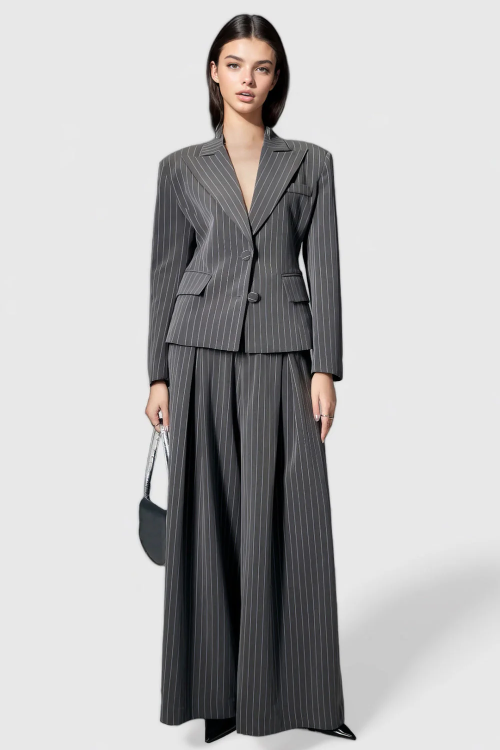Striped Suit Set - Grey - Image 2
