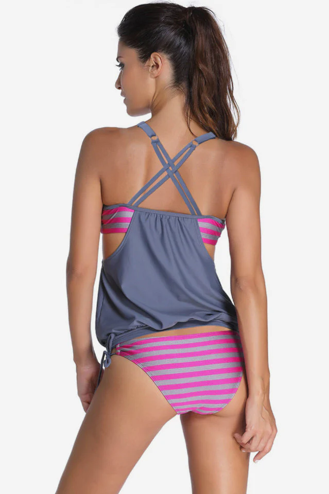 Striped Swimsuit With Double Layer Lining - Image 2