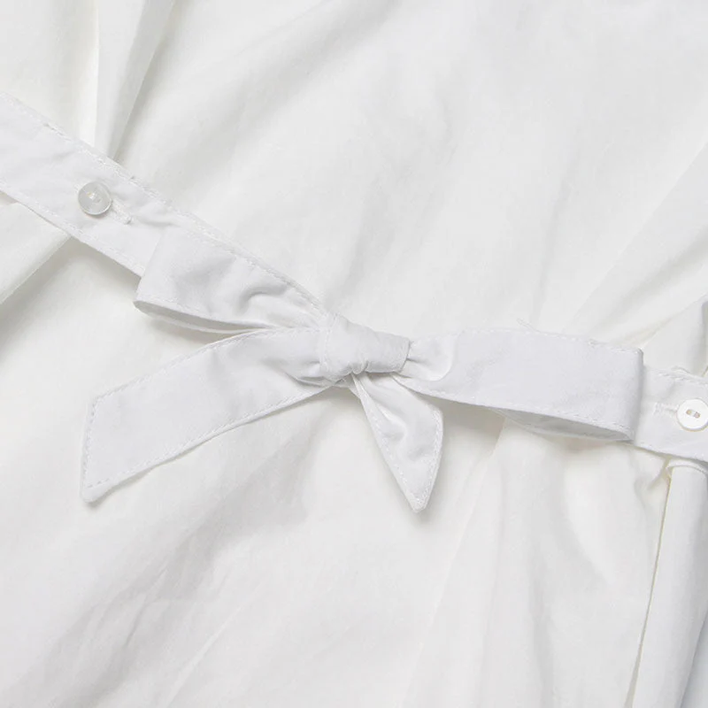 Stylish Braided Detail Pointed Collar Tie Back Button Down Shirt - Image 5